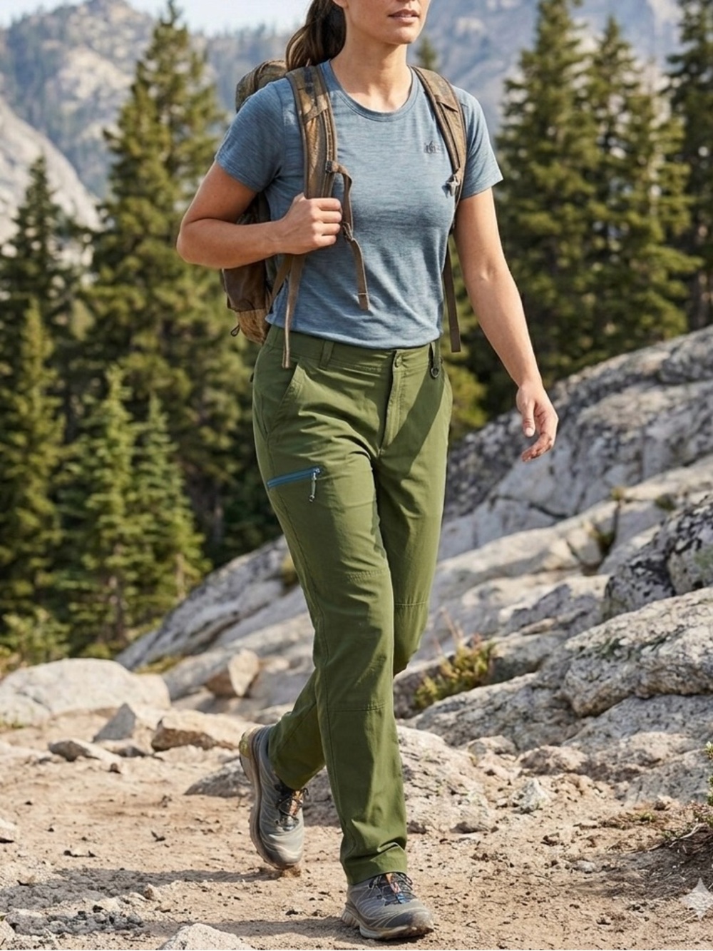 REI Co-op Women’s Hiking Pants Size 14 Olive Green Lightweight Trail Outdoor
